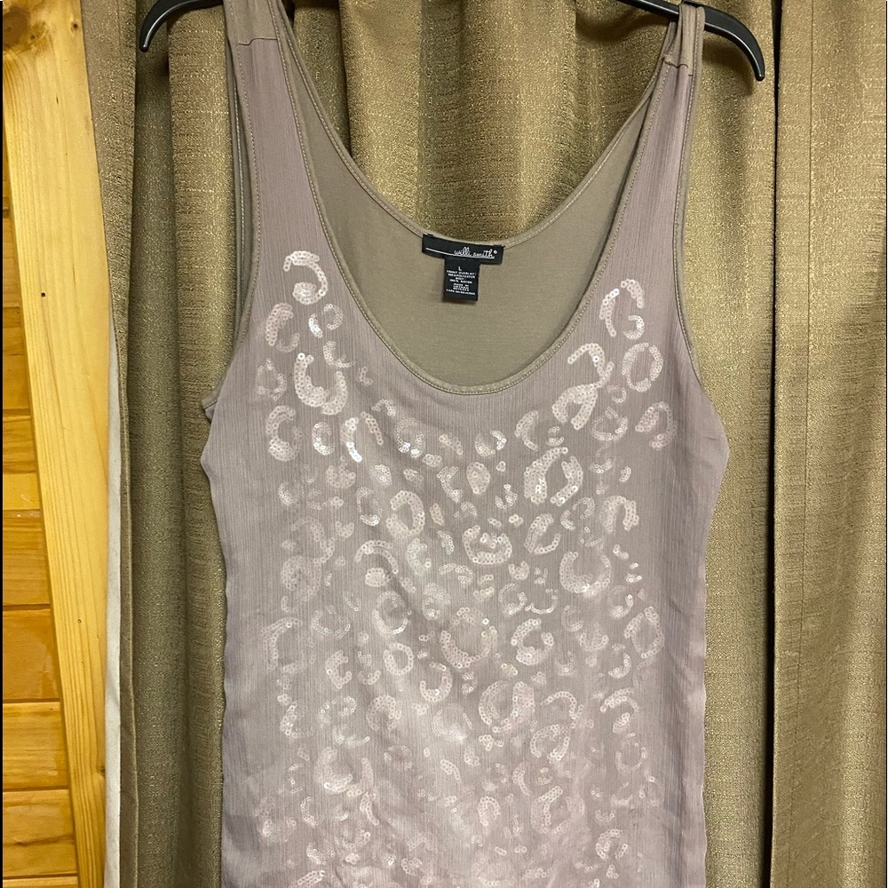 Willi-Smith Dressy Leopard Sequence Tank